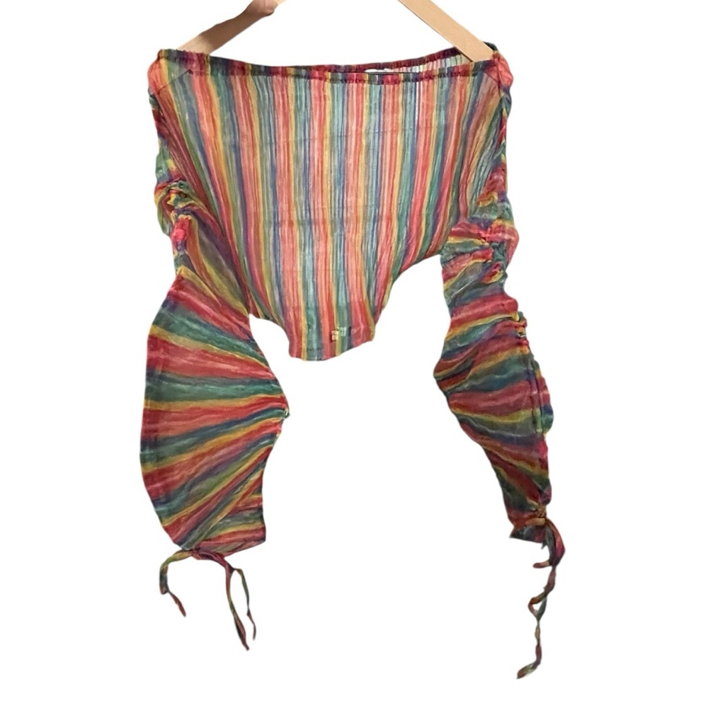 EUC Goodtime Rainbow Off-Shoulder Top